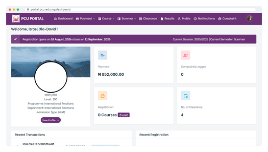 SMS Pro student dashboard